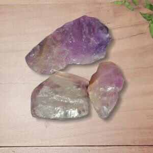 Brazilian Amethyst 3x Healing Crystals with random color pouch included